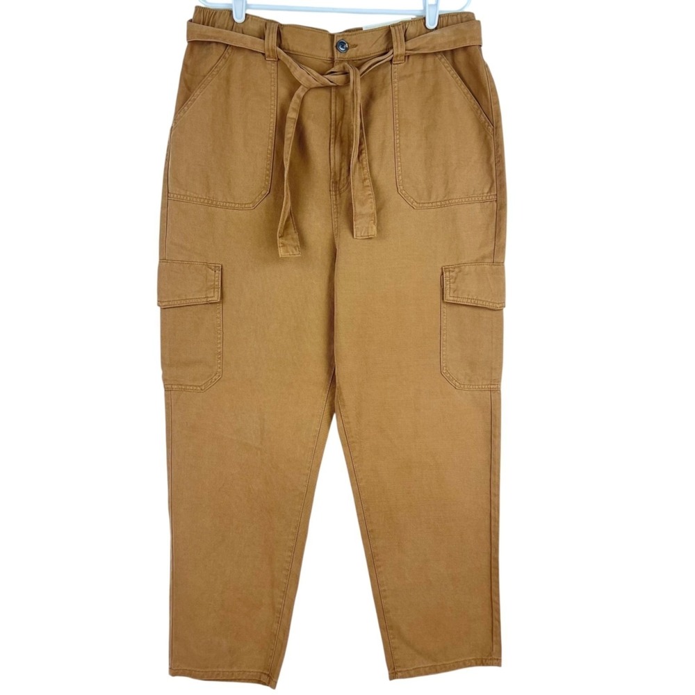 a.n.a. Women's Highest Rise Tapered Royal Brown Belted Cargo Pants Size 16 NWT - Picture 1 of 11